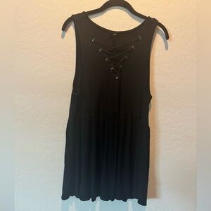 Torrid Criss Cross Black Peplum Tank Top - 1